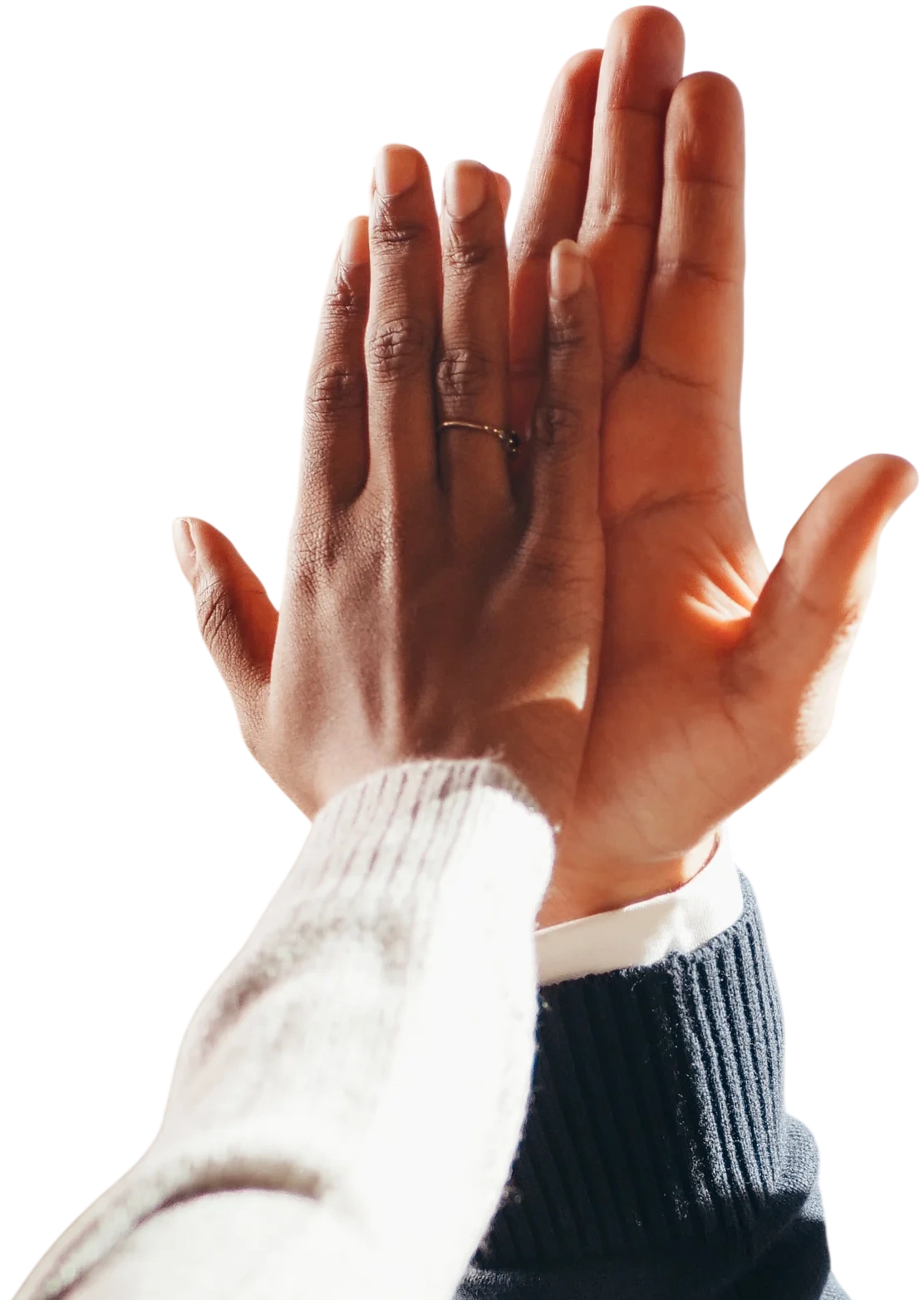 Hands doing high five to show partnership