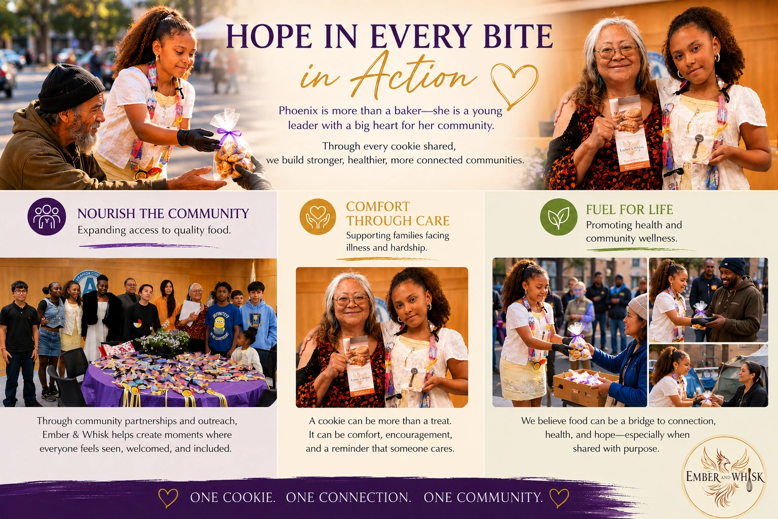 Hope In Every Bite in Action collage shows how Ember and Whisk partners with communities and groups
